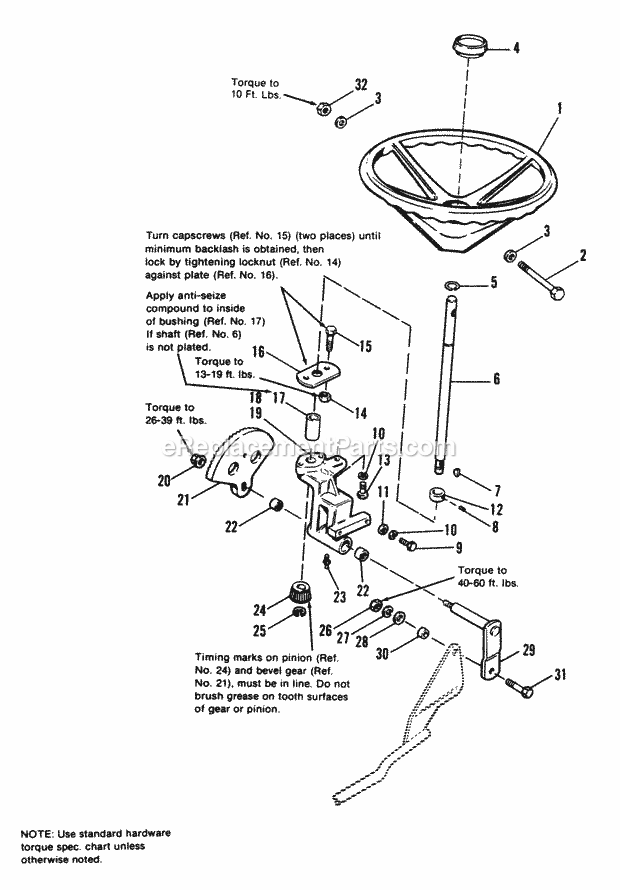 Simplicity 1690577 7116H, 16Hp Hydro Garden Tractor Steering Group - Later Models Diagram