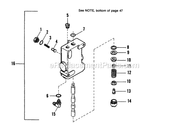 Simplicity 1690577 7116H, 16Hp Hydro Garden Tractor Control Value Group - Aico Valve Diagram