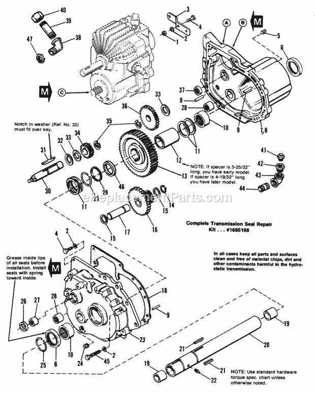 Simplicity 1690583 916H, 16Hp Hydro Garden Tractor Transmission Group Diagram