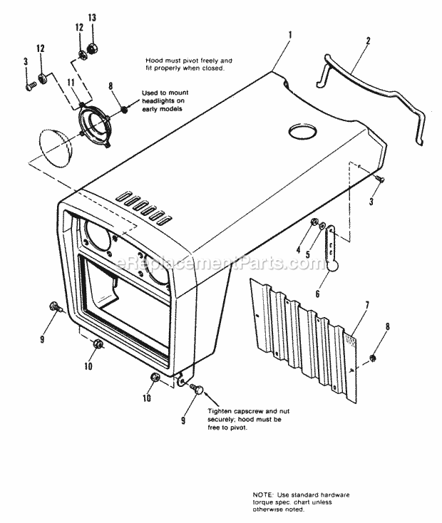 Simplicity 1690655 912, 12Hp 6-Speed Garden Tractor Hood  Grill Group Diagram