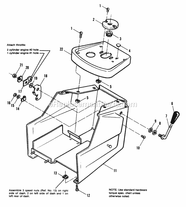 Simplicity 1690662 7116H, 16Hp Hydro Garden Tractor Dash Group Diagram