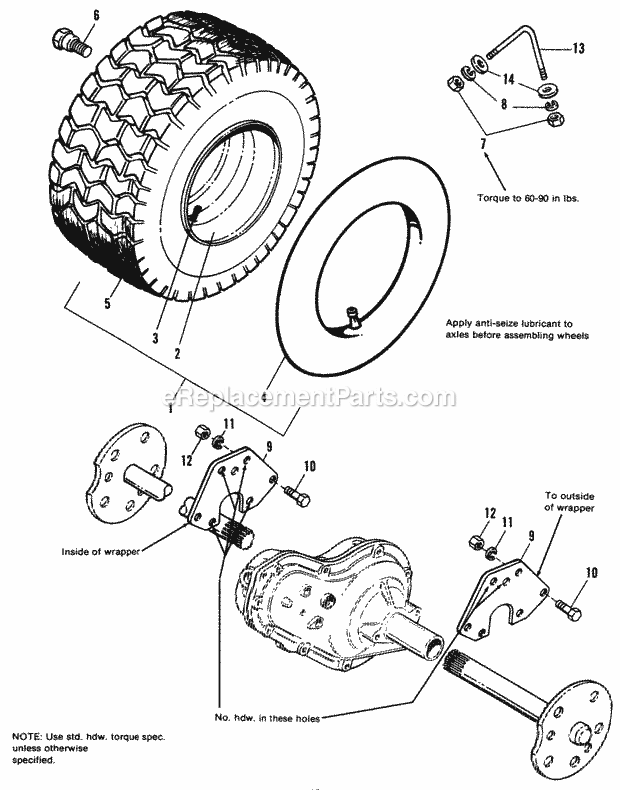 Simplicity 1690703 Garden Tractor Wheel  Tire Group - Later Models Diagram