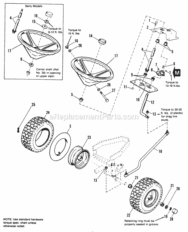 Simplicity 1690868 611H, 11Hp Hydro Tractor Steering  Front Wheel Group - 1690759  1690846 Diagram