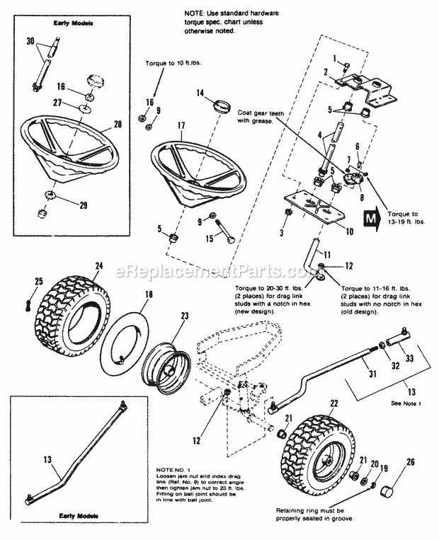Simplicity 1690911 4211, 11Hp Gear Lawn Tractor Steering  Front Wheel Group Diagram