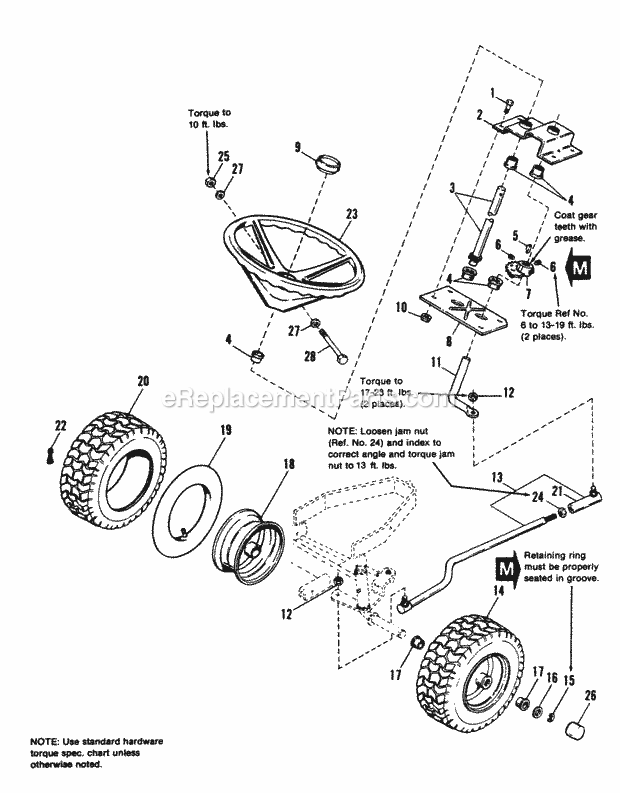 Simplicity 1691177 613 Special, 13Hp Gear Tractor Steering  Front Wheel Group Diagram