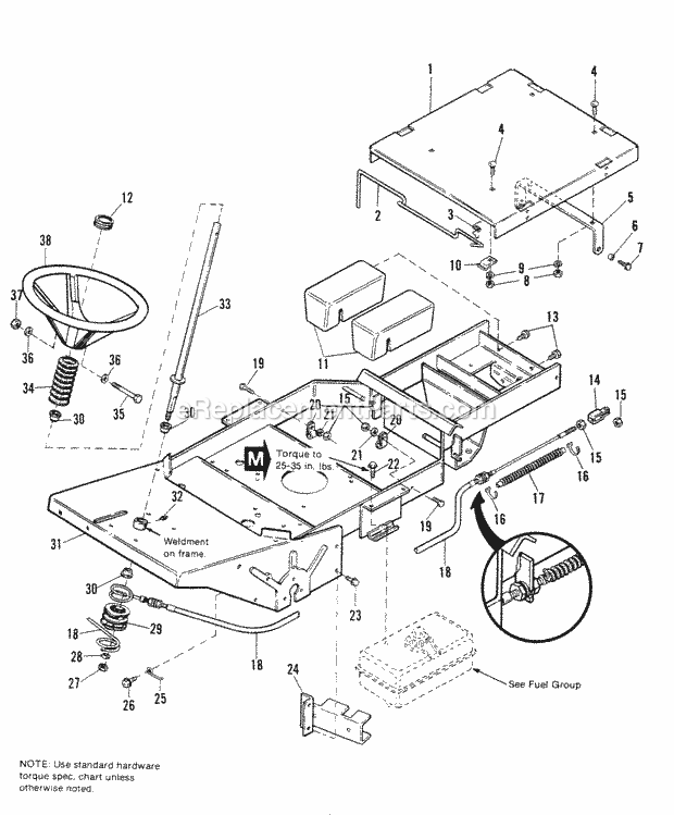 Simplicity 1691200 Front Cut Rider, 12Hp Gear-Dri Frame  Steering Group - Early Models Diagram