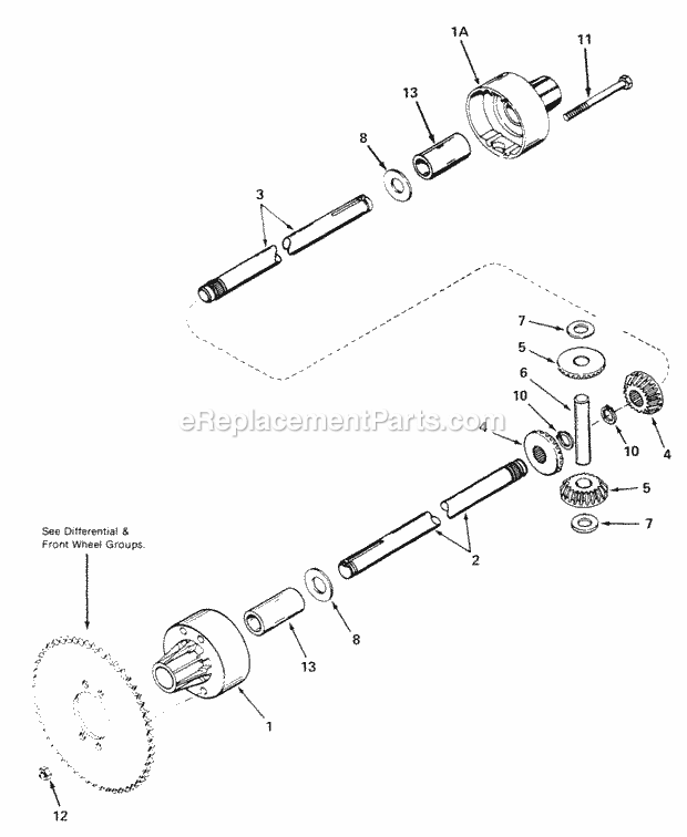 Simplicity 1691200 Front Cut Rider, 12Hp Gear-Dri Peerless Differential Model 100-058 Diagram