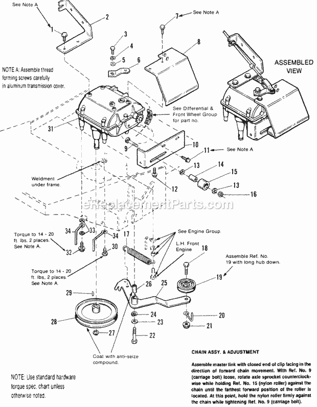 Simplicity 1691200 Front Cut Rider, 12Hp Gear-Dri Transmission Group Diagram