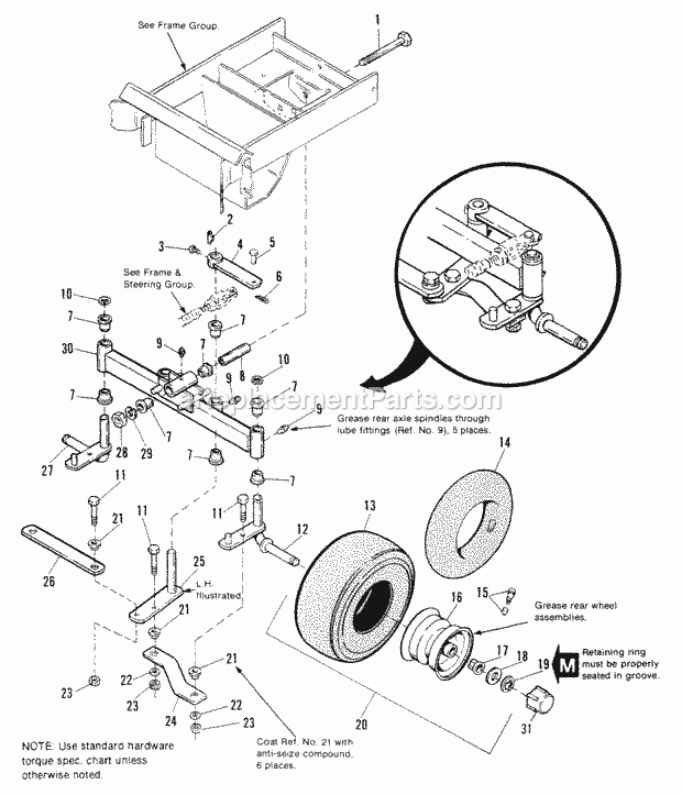 Simplicity 1691336 Vanguard, 12Hp Hydro Tractor Rear Axle  Rear Wheels Group Diagram