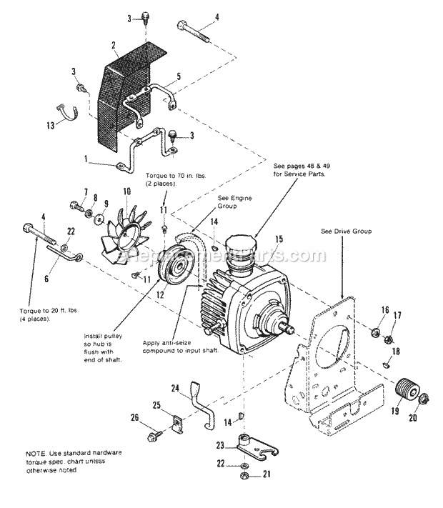 Simplicity 1691336 Vanguard, 12Hp Hydro Tractor Transmission Drive Group Diagram