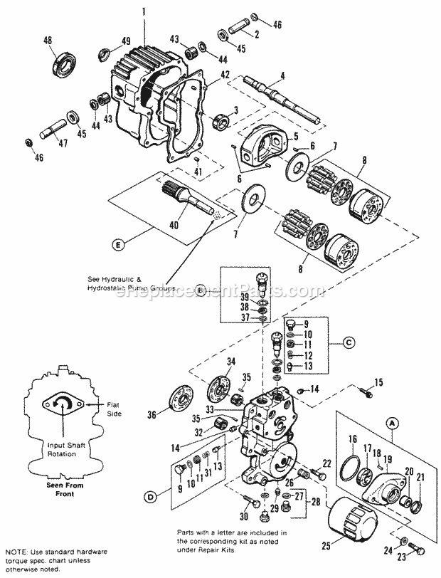 Simplicity 1691389 1916H, 16Hp Ultima Garden Tractor Hydrostatic Pump Diagram
