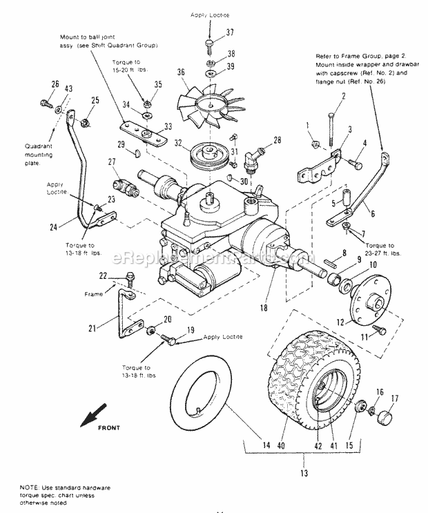 Simplicity 1691492 6512.5H, 12.5Hp Hydro Garden Tractor Transaxle Group Diagram