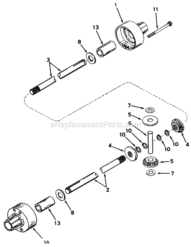 Simplicity 1691538 1036 Sprint, 10.5Hp 5-Speed Lawn Tractor Peerless Differential Model 100-009  100-009B Diagram