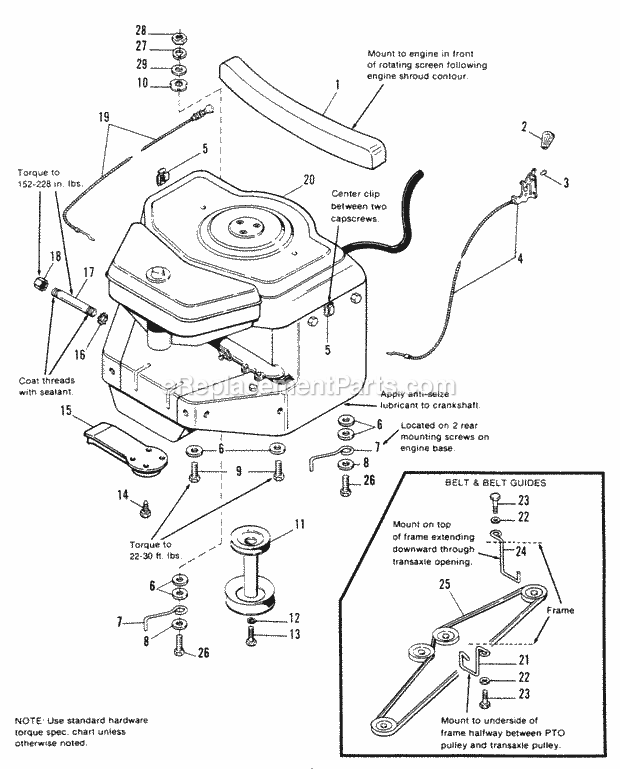 Simplicity 1691628 6516H, 16Hp 48-Inch Hydro Garden Tactor Engine Group (125  16Hp) Diagram