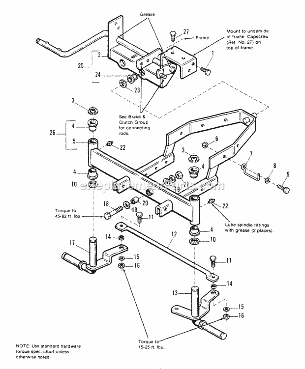 Simplicity 1691628 6516H, 16Hp 48-Inch Hydro Garden Tactor Front Axle Group Diagram