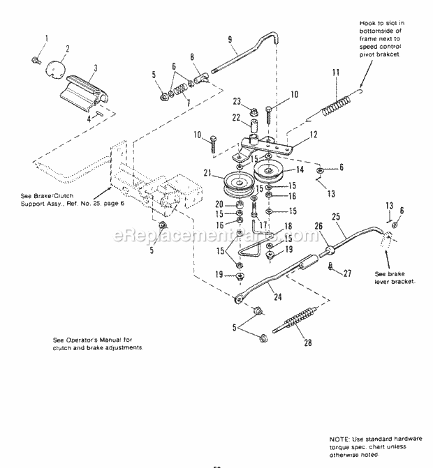 Simplicity 1691628 6516H, 16Hp 48-Inch Hydro Garden Tactor Brake  Clutch Group Diagram