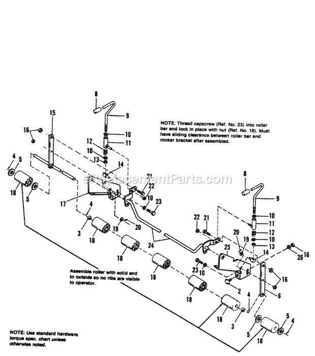 Simplicity 1691721 7117, Hydro Garden Tractor 42 Mower Deck-Height Adjusting  Roller Group Diagram