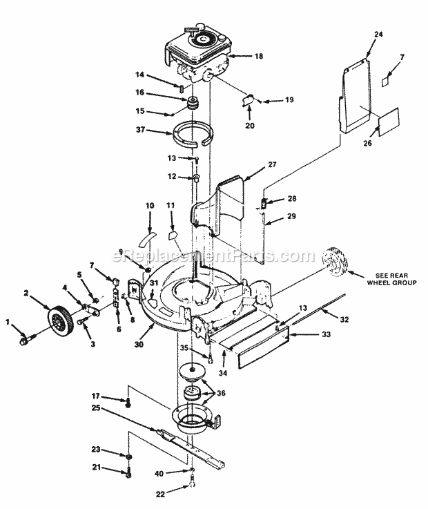 Simplicity 1691728 1550Bbc, Walk-Behind Mower Engine  Mower Deck Group Diagram