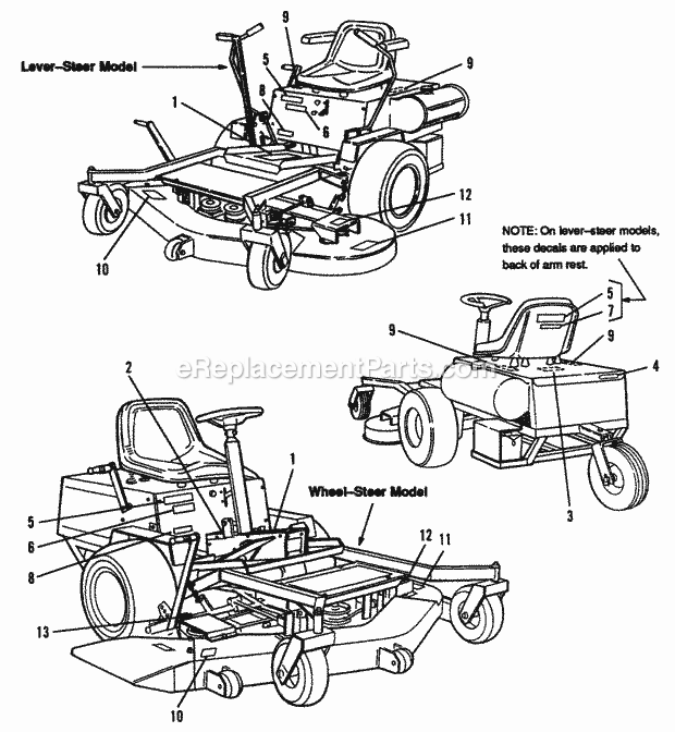 Simplicity 1691841 Lever Steer Rear-Engine Riding Mower 16hp Page E Diagram