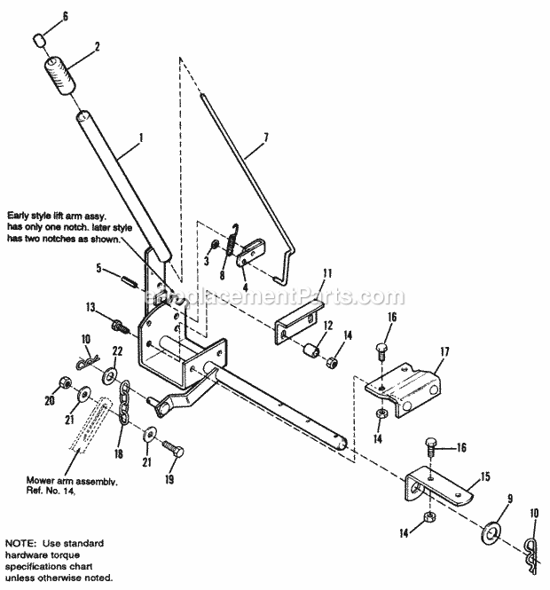 Simplicity 1692034 1714G, 14Hp Gear And 44In Mowe Lift Lever Group - Gear Model Diagram