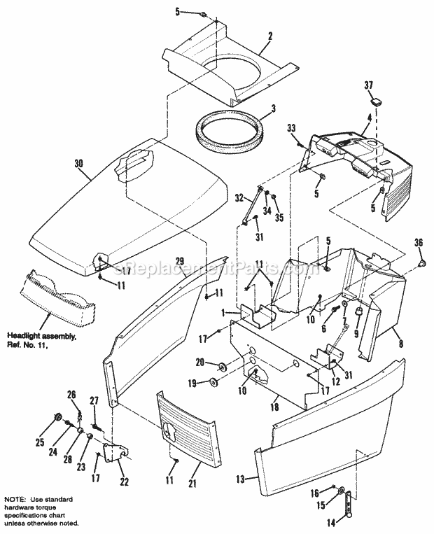 Simplicity 1692037 1718H, 18Hp Hydro And 50In Mow Hood Grille  Dash Group Diagram