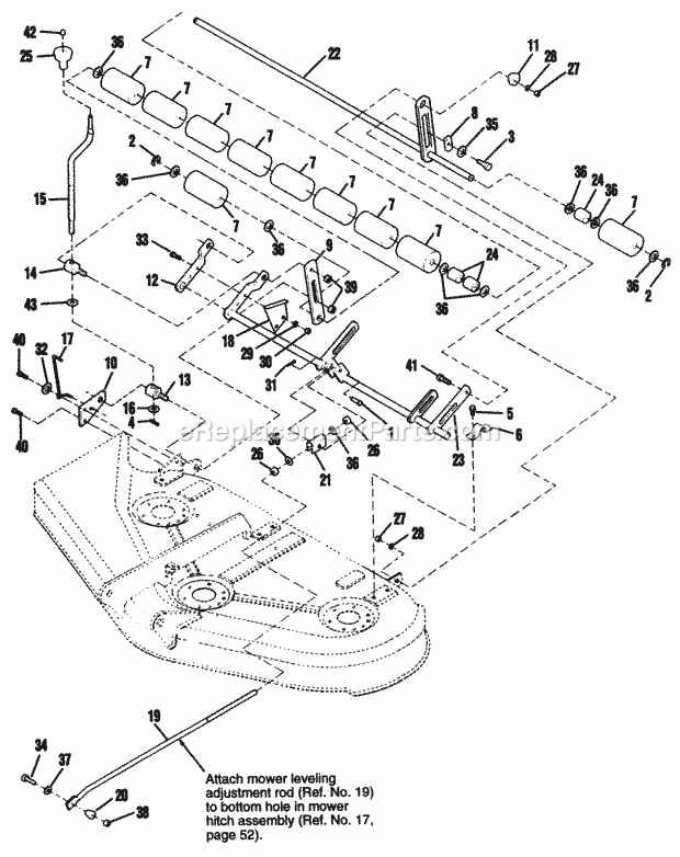 Simplicity 1692037 1718H, 18Hp Hydro And 50In Mow 50 Mower - Height Adjustment  Roller Diagram