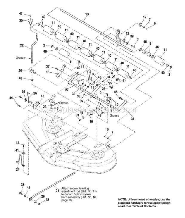Simplicity 1692077 Broadmoorlth, 16Hp Hydro And 4 44 Mower Deck - Height Adjustment  Rollers Diagram