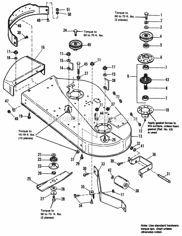 Simplicity 1692095 4212G, 12.5Hp B&S Gear And 36I 36 Mower Deck  Arbor Group Diagram