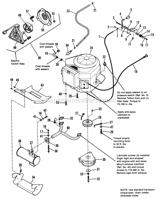 Simplicity 1692110 1616H, 16Hp Hydro Engine Group - Electric Clutch (Twin Cylinder Briggs  Stratton) Diagram