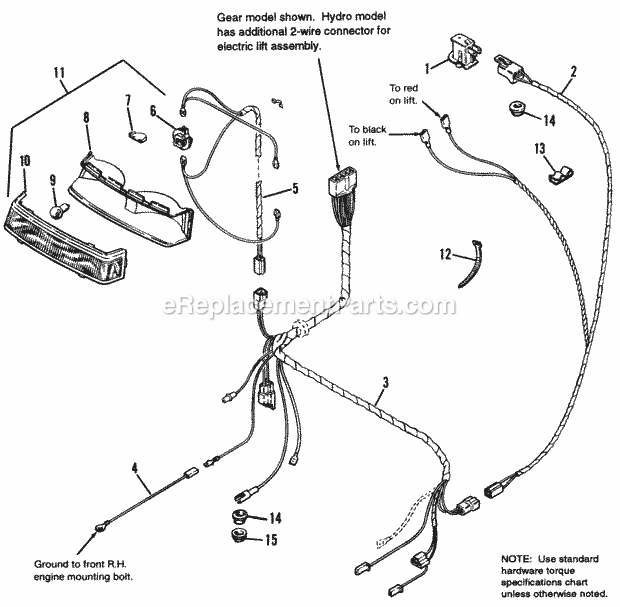 Simplicity 1692111 Gtg, 14Hp And 50In Mower Deck Electrical Group - Lower Harness Diagram