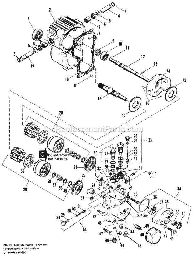 Simplicity 1692143 Sovereign 18Hp, Hydro Hydrostatic Pump (Service Parts For 1671582-Hydro Lift) Diagram