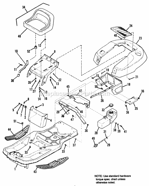 Simplicity 1692199 412G, 12.5Hp Gear And 34In Mow Frame Body  Fuel System Group Diagram