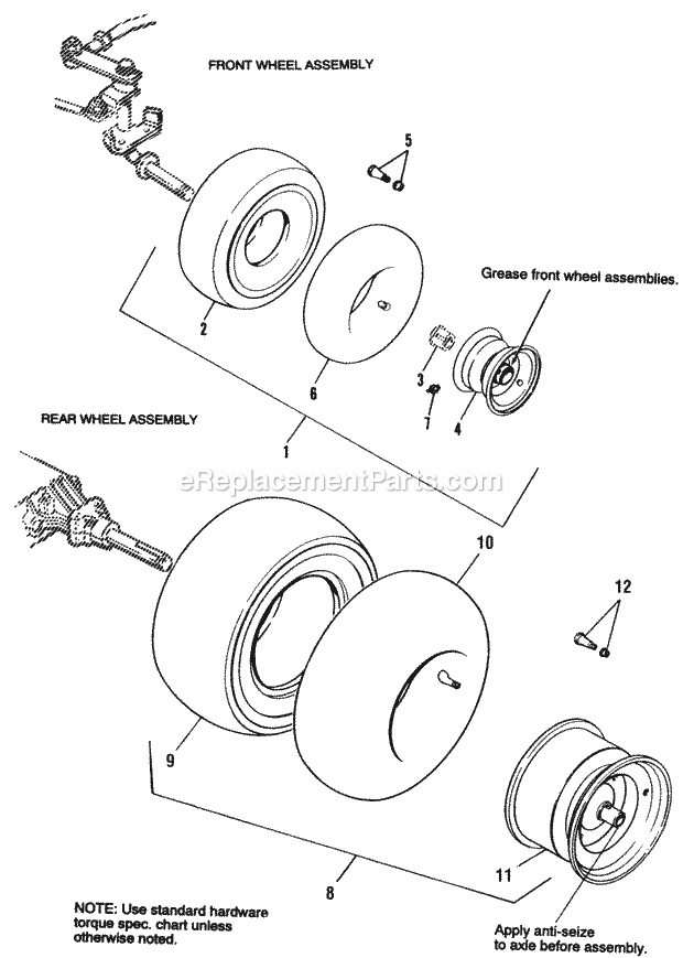 Simplicity 1692265 1613H, 12.5Hp Hydro Wheels  Tires Group - Front Wheel Assemblies Diagram