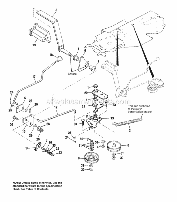 Simplicity 1692429 1614H, 14Hp V-Twin Hydro And 3 Hydro Models - Foot Controls Diagram