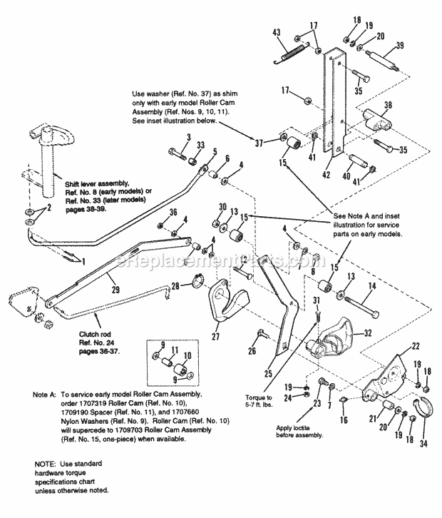 Simplicity 1692441 Landlord, 18Hp,Hydro And 50In Hydrostatic Cam  Lever Group - Later Models Diagram