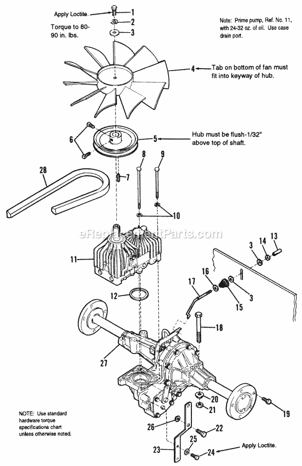 Simplicity 1692446 1716H, 16Hp Hydro Hydrostatic Transmission Pump  Pulley Group Diagram