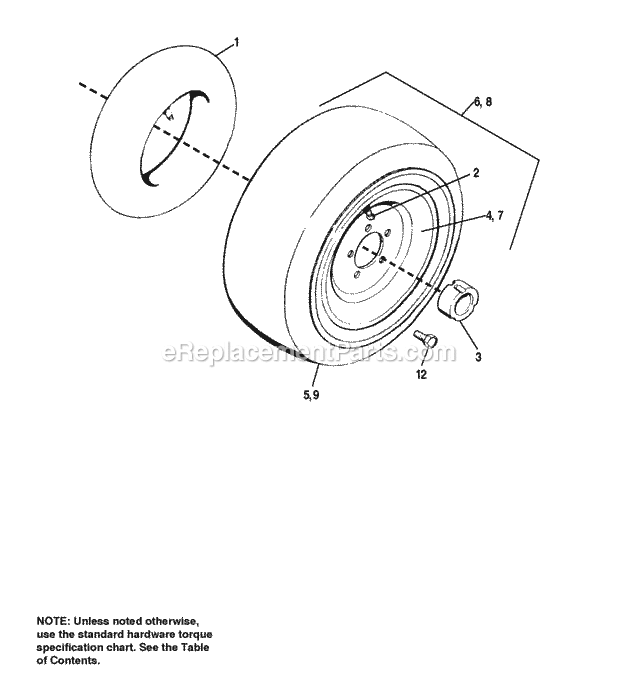 Simplicity 1692506 2920H, 20Hp Hydro And 60In Mow Rear Wheels  Tires Diagram