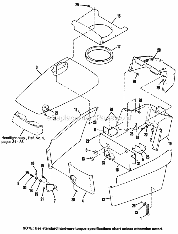 Simplicity 1692633 1716H, 16Hp Hydro Hood Grille  Dash Group Diagram