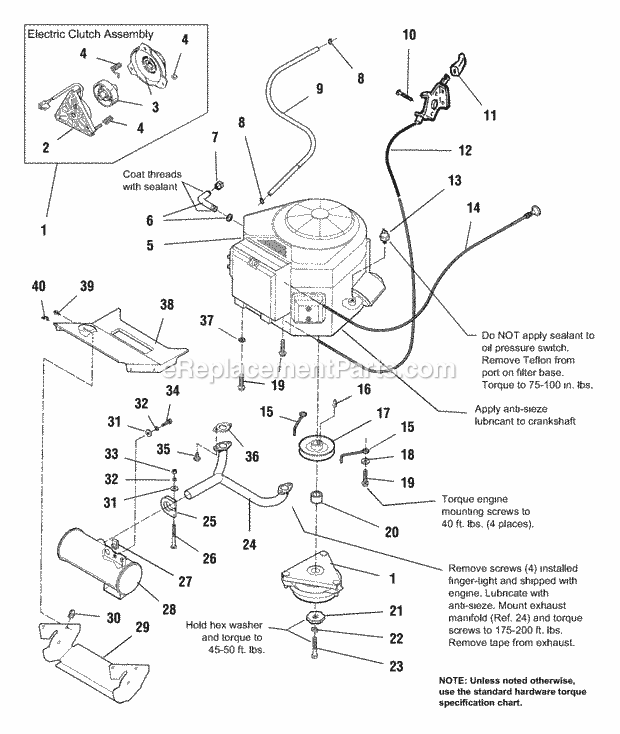 Simplicity 1692702 Landlord, 18Hp Hydro And 50In Engine Group - Electric Clutch - 16Hp  18Hp Briggs  Stratton Diagram