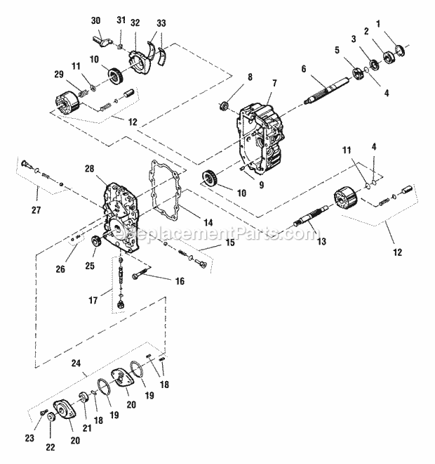 Simplicity 1692724 Landlord, 16Hp Hydro And 44In Transmission Service Parts - Hydro Pump - Hydro Gear Bdu 10L-258 Diagram