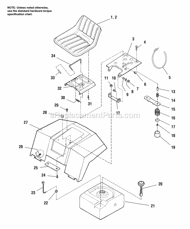 Simplicity 1692774 Broadmoor, 15Hp Hydro Seat Deck  Fuel Tank Diagram