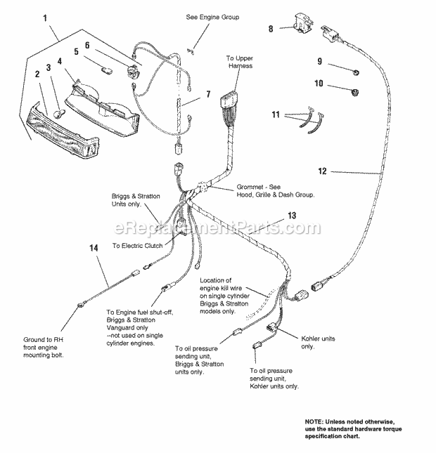 Simplicity 1692776 Broadmoor, 16Hp V-Twin Hydro Electrical - Lower Harness Diagram