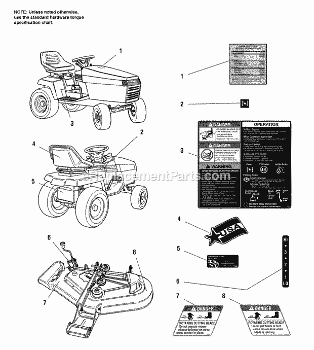 Simplicity 1692778 Broadmoor, 14Hp V-Twin Hydro ( Decals - Safety  Common Diagram