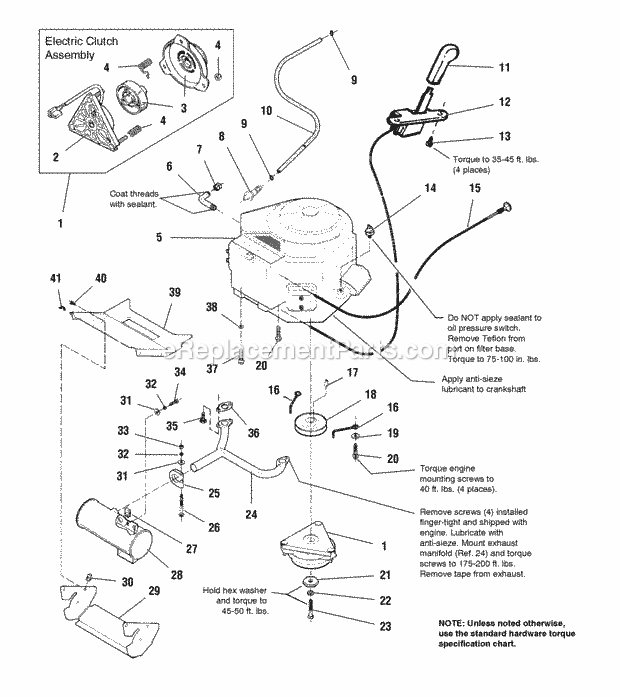 Simplicity 1692778 Broadmoor, 14Hp V-Twin Hydro ( Engine Group - Electric Clutch - 14  16Hp Twin Cylinder Briggs  Stratton Diagram