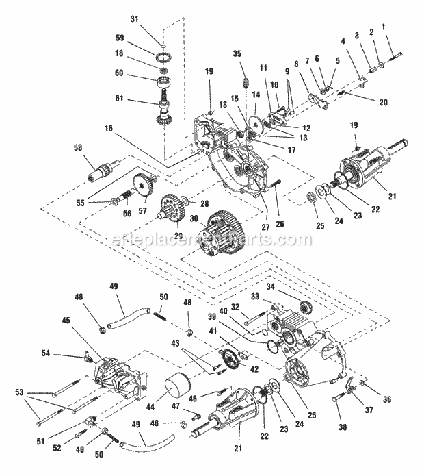 Simplicity 1692787 Landlord, 17Hp Lc Hydro And 50 Transmission Service Parts - Transaxle - Hydro Gear 221-3010L Diagram