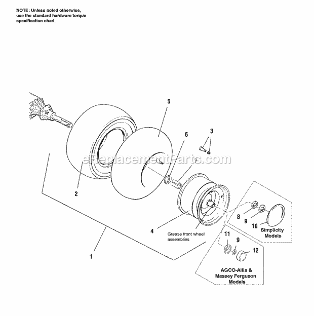 Simplicity 1692812 1615H, 15Hp Hydro And 38In Mow Rear Wheels  Tires Diagram