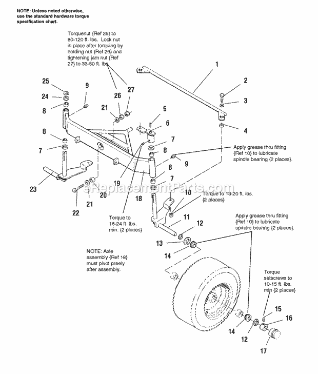 Simplicity 1692849 2818H, 18Hp Hydro Front Axle Group Diagram