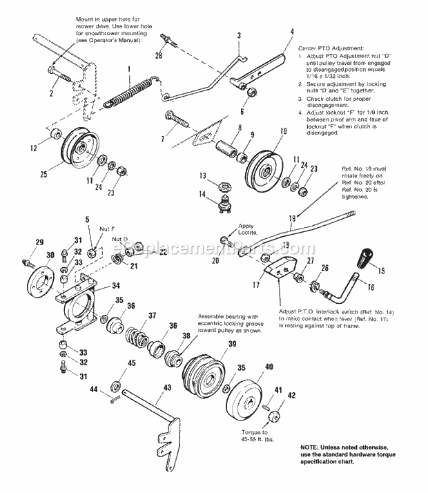 Simplicity 1692850 2818H, 18Hp Hydro And 48In Mow Pto Control  Cone Clutch Group Diagram