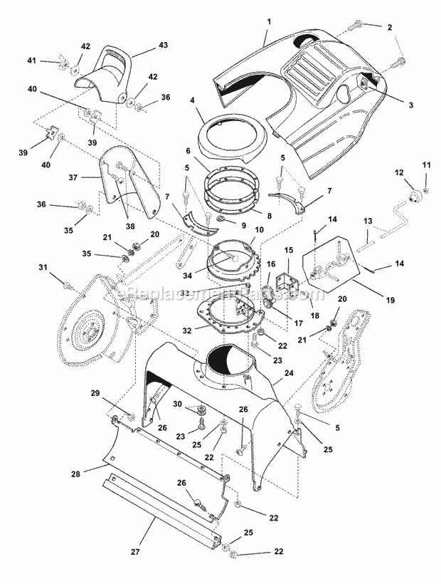 Simplicity 1692918 Snowblower Auger Housing  Chute Group - Early Models (985174) Diagram