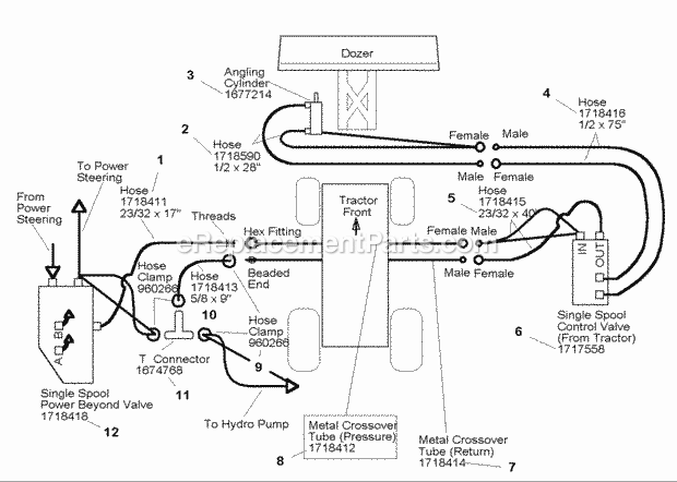 Simplicity 1692925 60 Inch Hydraulic Angling Dozer Blade Page E Diagram